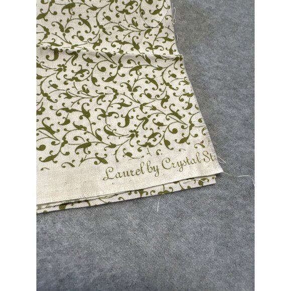 Laurel By Crystal Stitched Green Vine Cotton Fabric 10" x 38" Sewing Quilting Ma - Picture 5 of 5